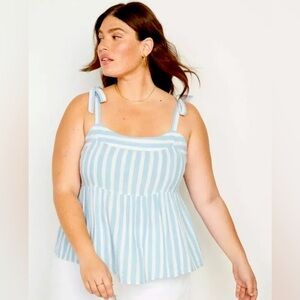 EUC Old Navy Stripe Blue White Shoulder Tie Tank